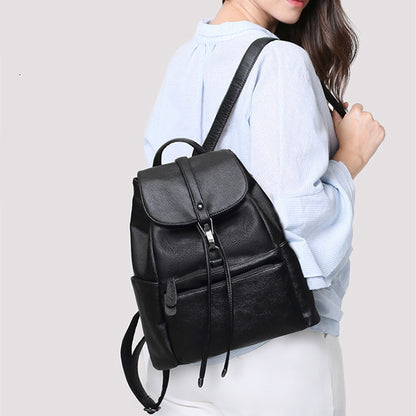 womens fashion cattlehide leather soft leather casual all matching genuine leather backpack