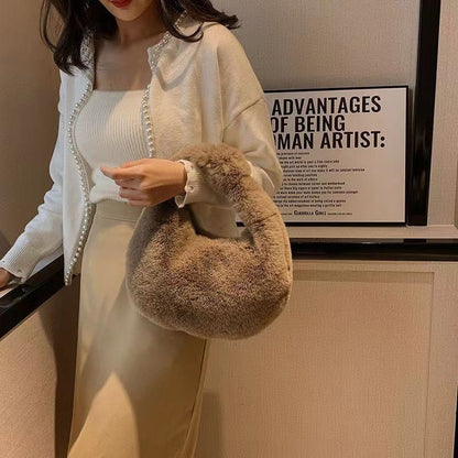 Trendy Handheld Solid-color Single-shoulder Tote Bag