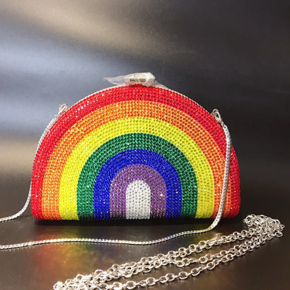 rainbow hot full diamond dinner bag european beauty