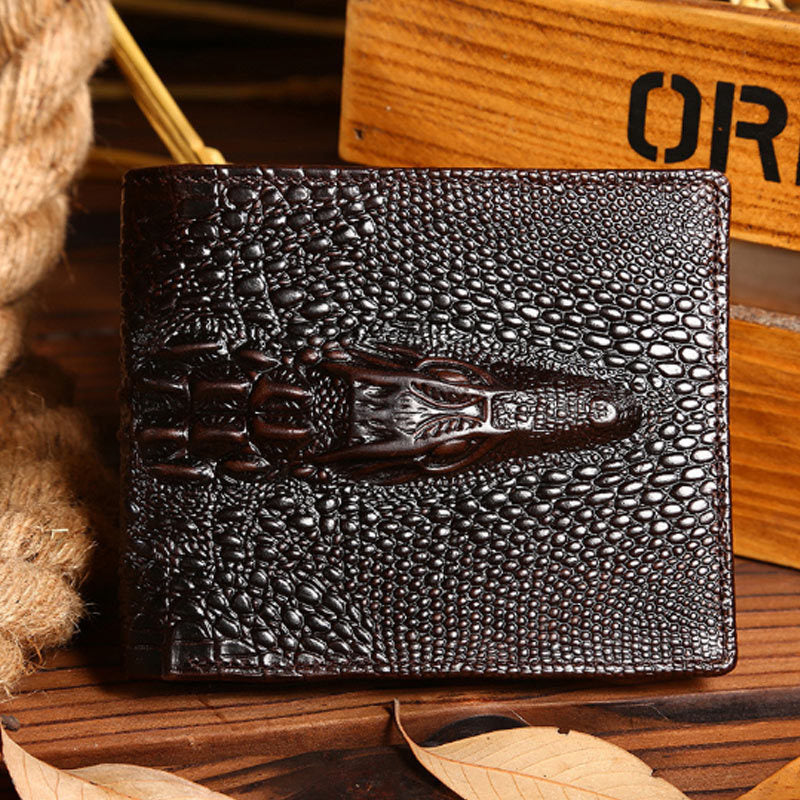 mens oil wax leather long wallet grain leather casual