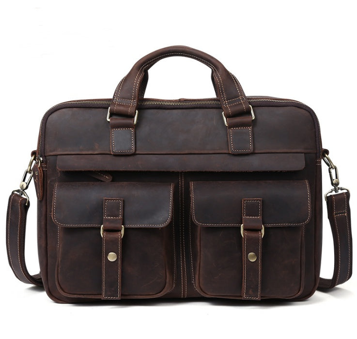 genuine mens bags retro mens business bags briefcase cowhide oblique bag 15 6 inch laptop bag