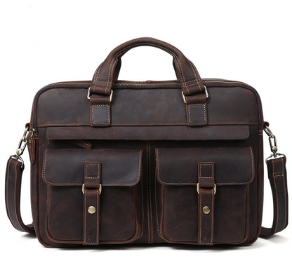 genuine mens bags retro mens business bags briefcase cowhide oblique bag 15 6 inch laptop bag