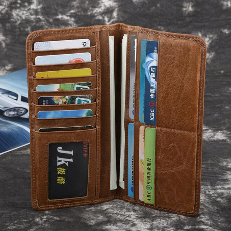 cowhide wallet retro waxed cowhide leather wallet coin multi card wallet