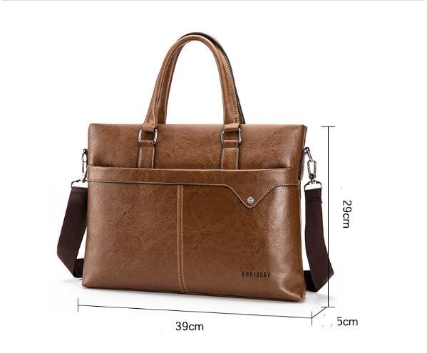 mens business horizontal leather briefcase handbag