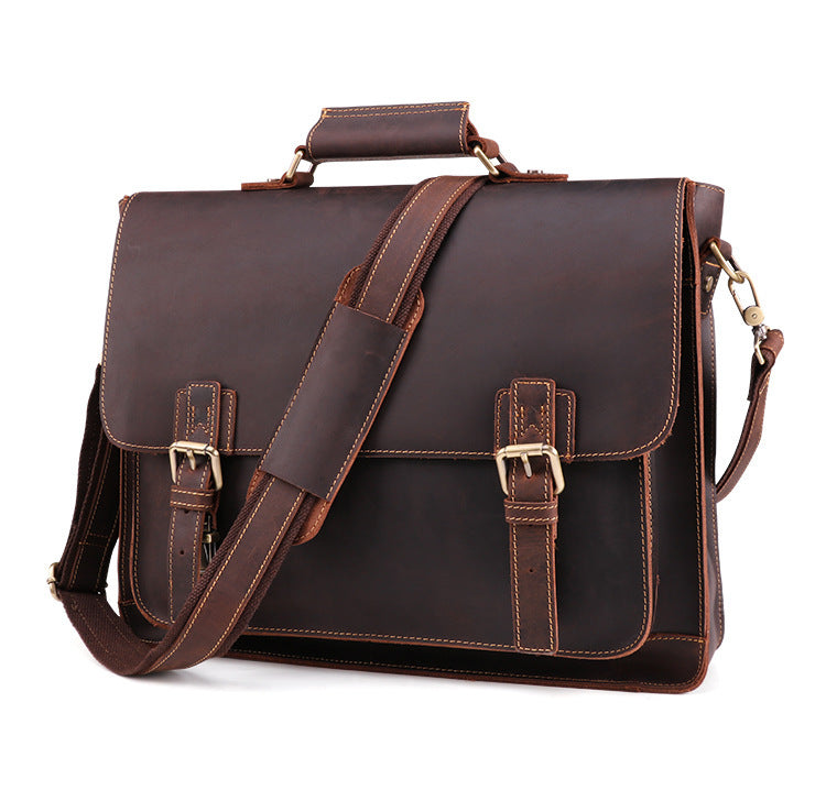 genuine leather mens business briefcase