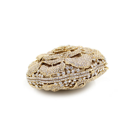 Women's Rose Rhinestone Bag Hollow Clutch
