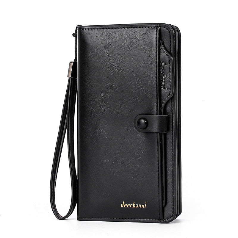 mens portable wallet long zipper multi function