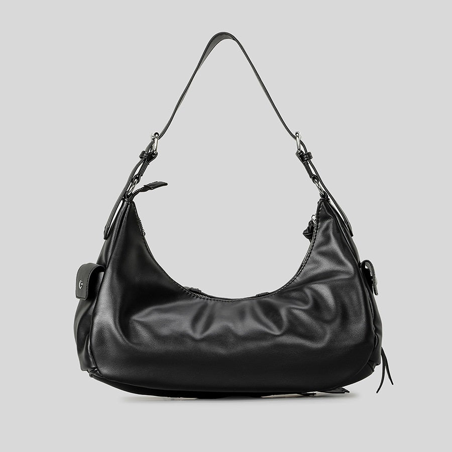 one shoulder punk tassel large capacity motorcycle bag women
