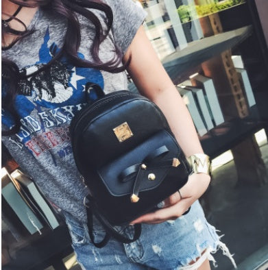 spring and summer new womens bag retro fashion backpack korean version of the bow student bag travel backpack