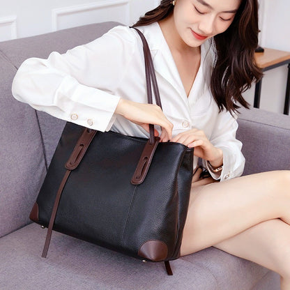 womens one shoulder large capacity high grade sense leather handbag