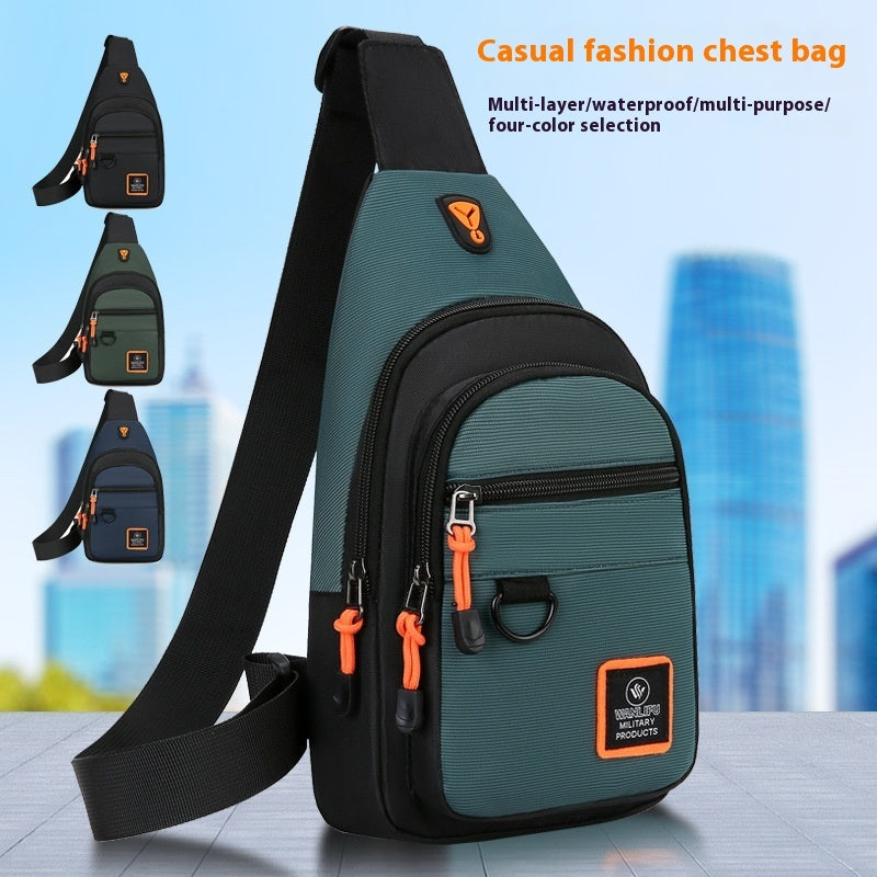 mens business chest bag multi layer one shoulder crossbody bag