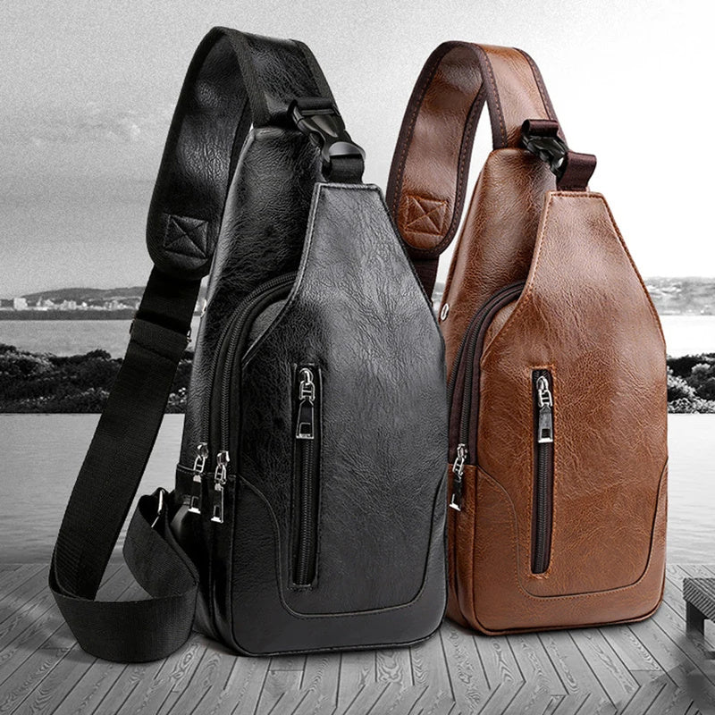 luxury brand messenger bag leather men chest bag vintage crossbody shoulder bag mens business sling bags male casual chest pack