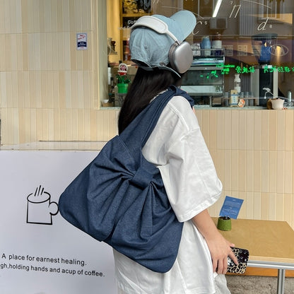 large-capacity-bow-shoulder-underarm-tote-bag-washed-denim-canvas-bag