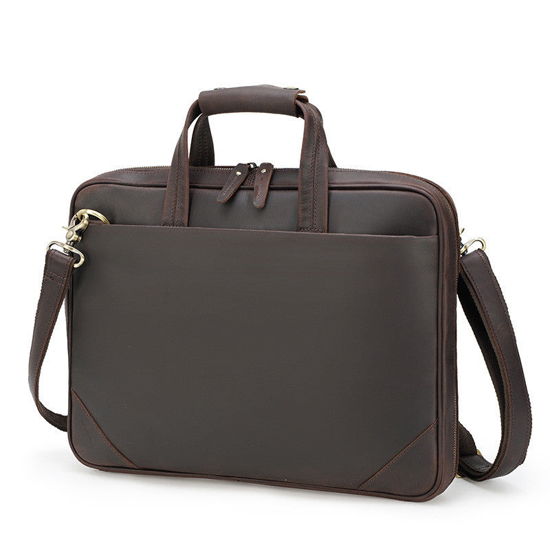 new retro crazy horse leather briefcase mens ultra thin business handbag