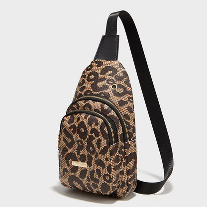 leopard print fashion sports and leisure style womens chest crossbody shoulder bag