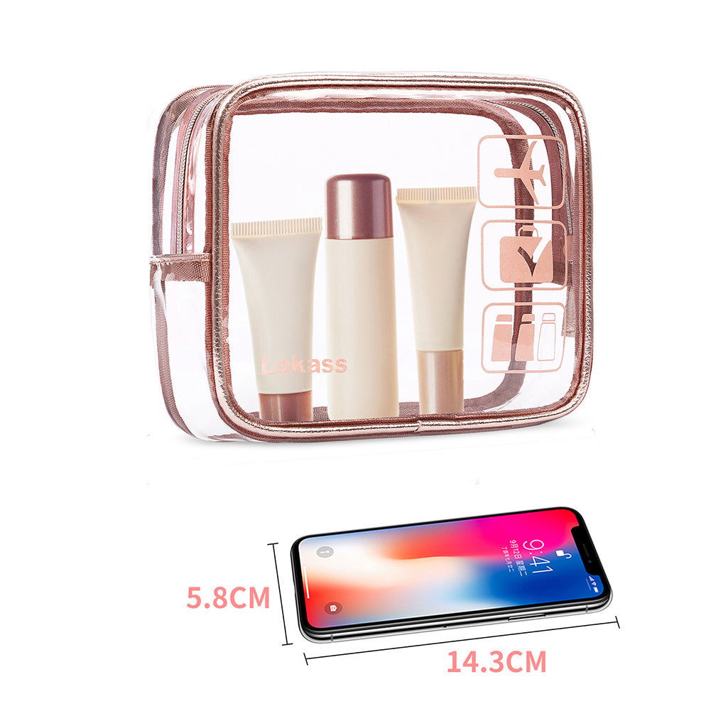 pvc cosmetic bag fashion portable three piece simple waterproof transparent