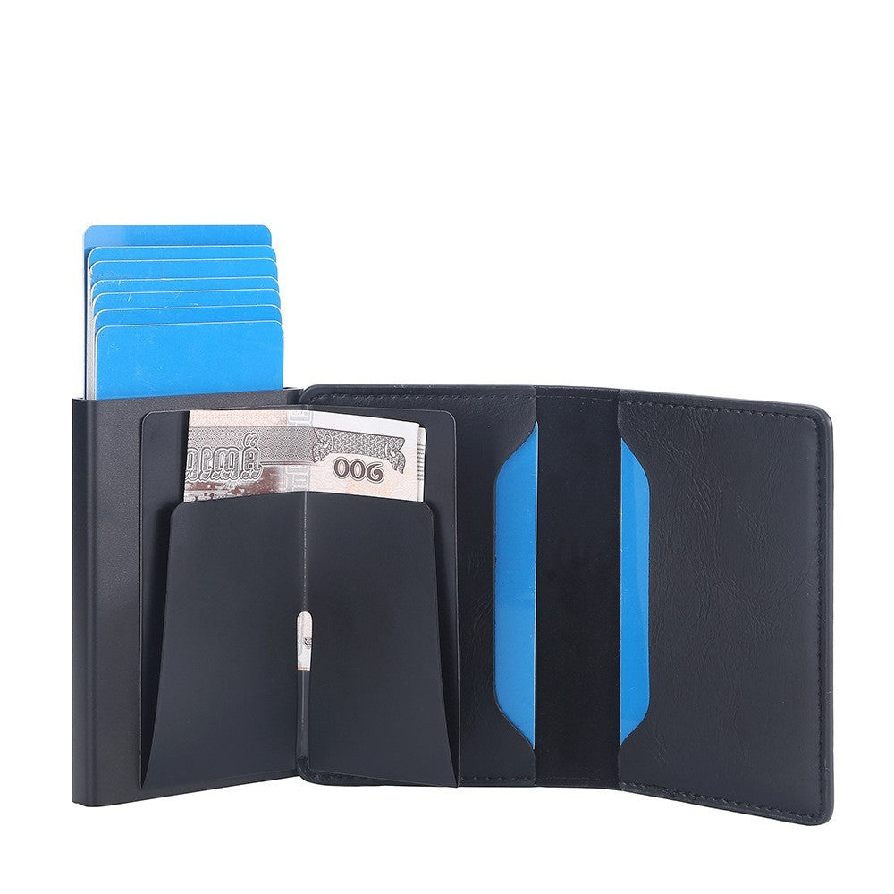 crazy horse leather anti degaussing card clamp men