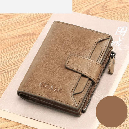 mens short leather fashion casual wallet