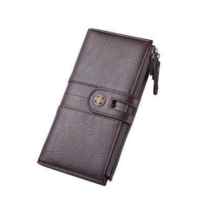 mens wallet pu long wallet retro hand phone bag buckle