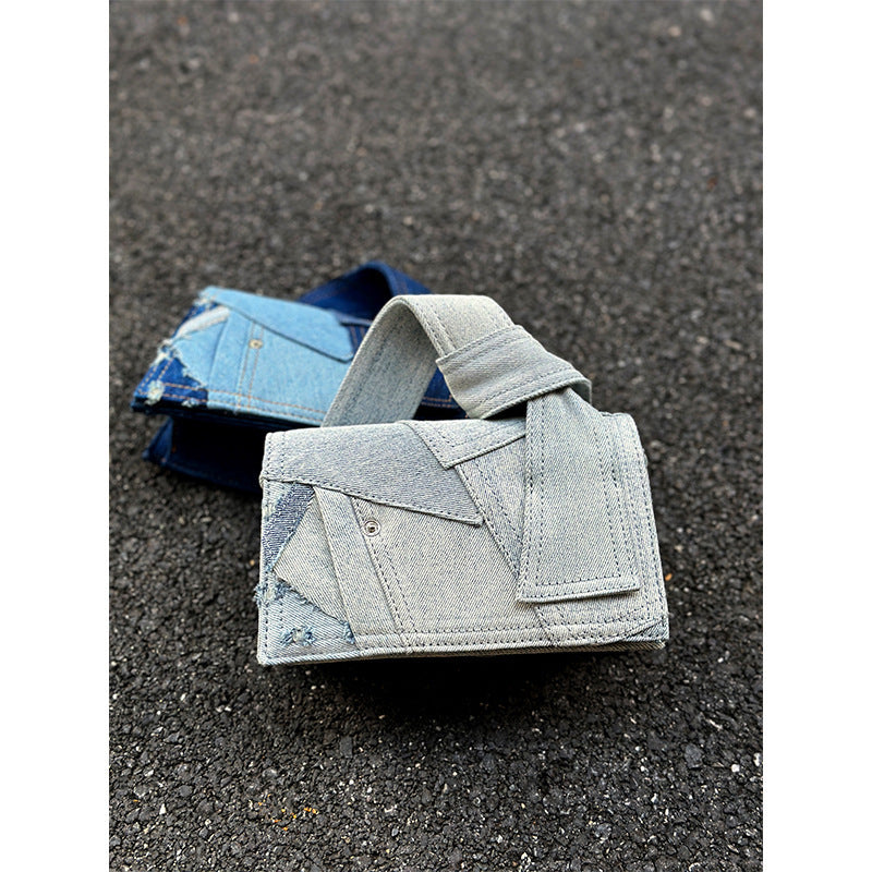 denim stitching crossbody bag women
