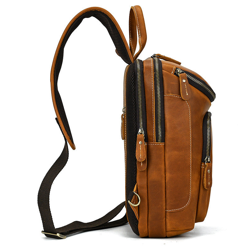 mens retro crazy horse skin shoulder bag