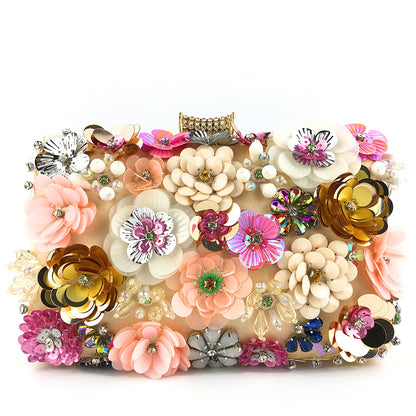 ladies handmade colorful flower beaded bag