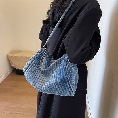 Women's Washed Denim Fashion Large Capacity Shoulder Bag