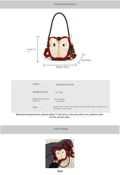christmas plush crossbody shoulder bag