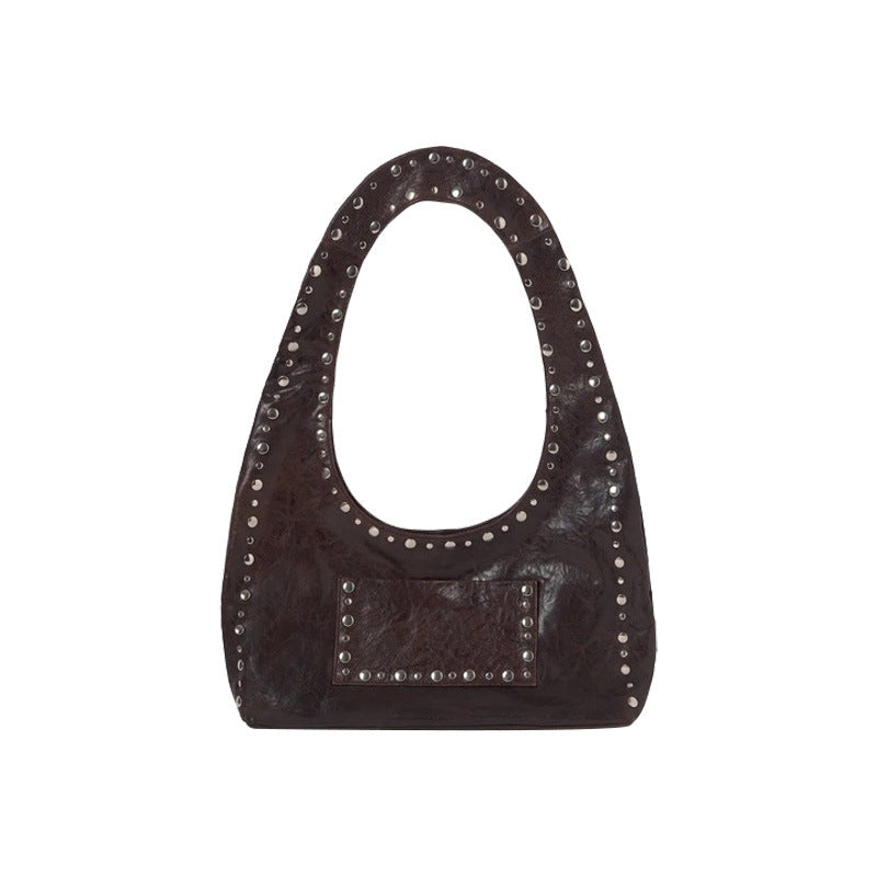 retro rivet shoulder underarm bag