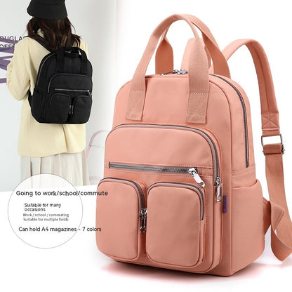 womens fashion large capacity multi pocket nylon cloth backpack