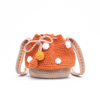 handmade wool woven mushroom bag