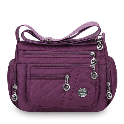 Large-Capacity Quilted Embroidery Thread Simple Shoulder Bag With Three-Layer Storage