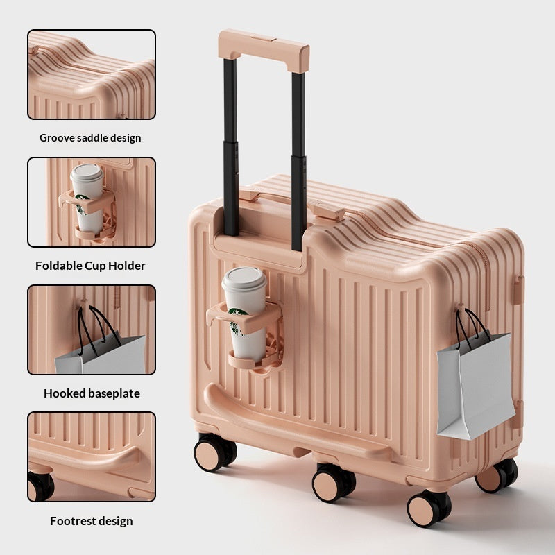 Creative Solid-color Rideable Childrens Rolling Suitcase Knot