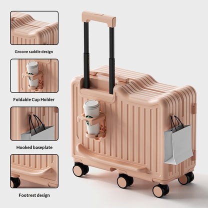 Creative Solid-color Rideable Childrens Rolling Suitcase Knot