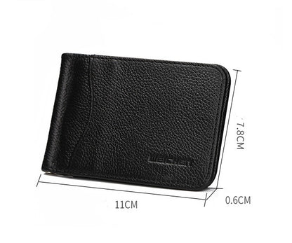 man of mens wallet short casual embossed wallet ultra thin mini metal clip pu leather wallet card package