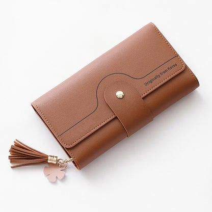 geometric alphabet buckle clutch tassel petal long ladies wallet