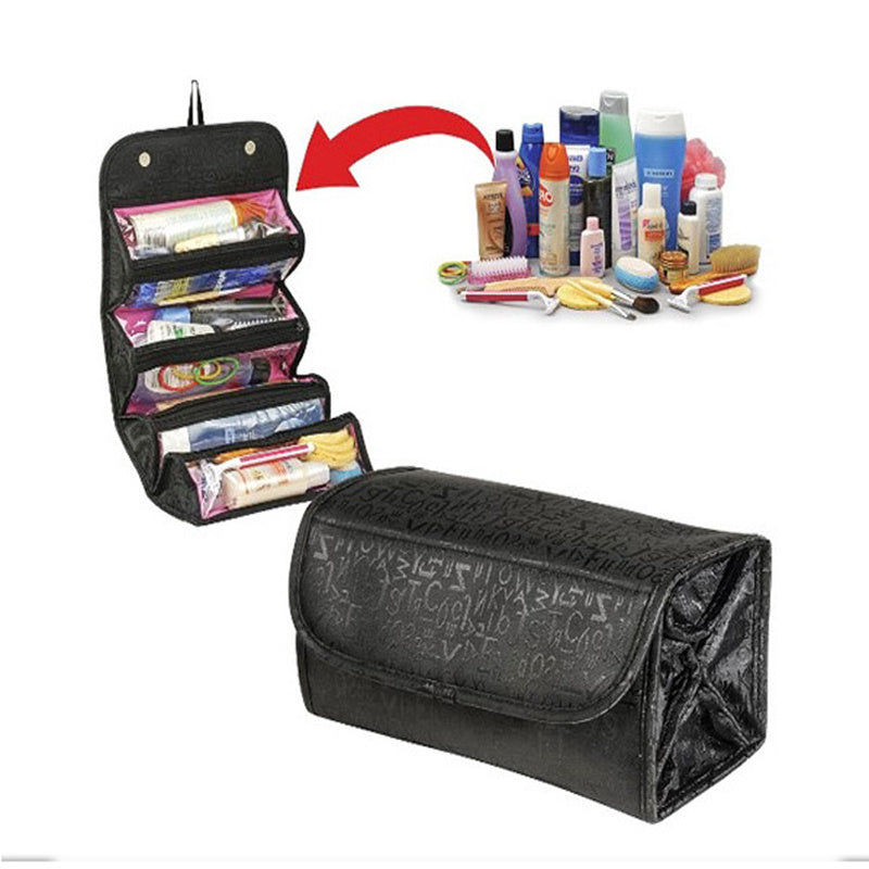 cosmetic bag makeup tools bag fashion female makeup hanging loop women toiletries case jewelry organizer zipped compartment