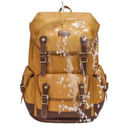 large capacity waterproof outdoor canvas vintage backpack