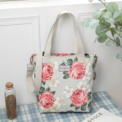 versatile large capacity floral canvas crossbody shoulder bag