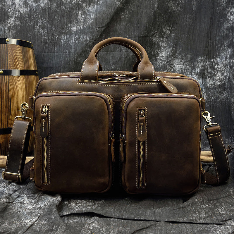 mens fashion personality leather business briefcase