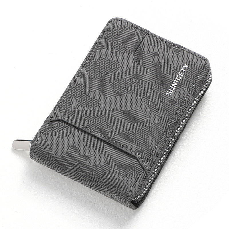 camouflage large capacity zipper mens wallet