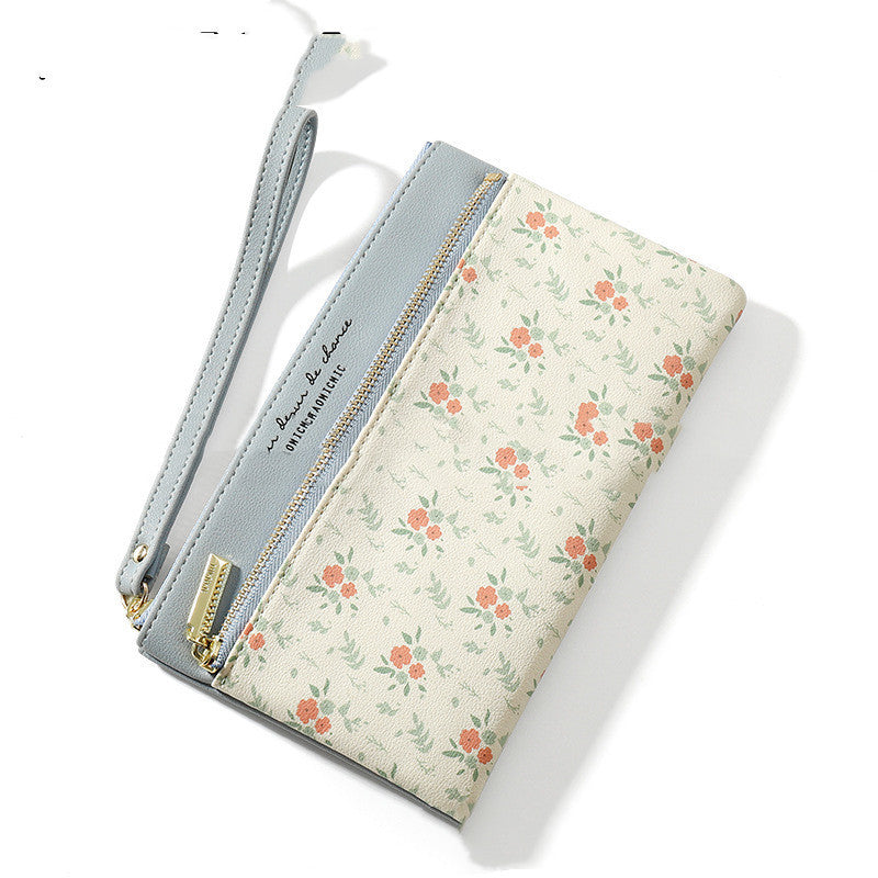 womens long wallet korean style large capacity hand zipper bag floral leather long purses and handbags women bags
