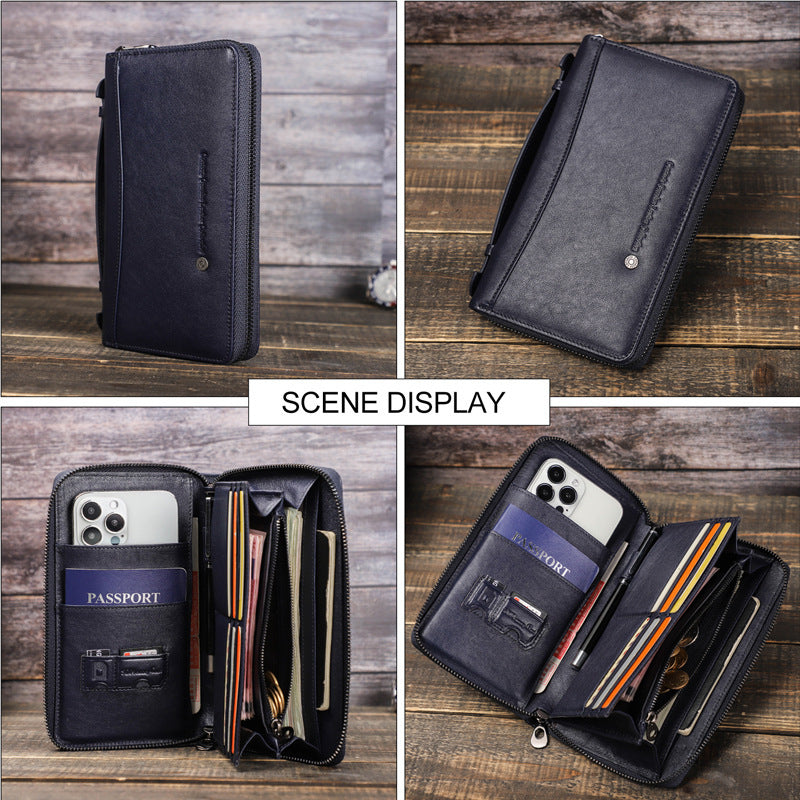 long top layer cowhide mens wallet multifunctional