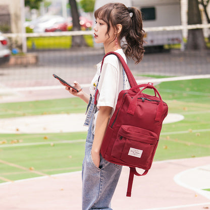 solid color backpack female summer college student large capacity