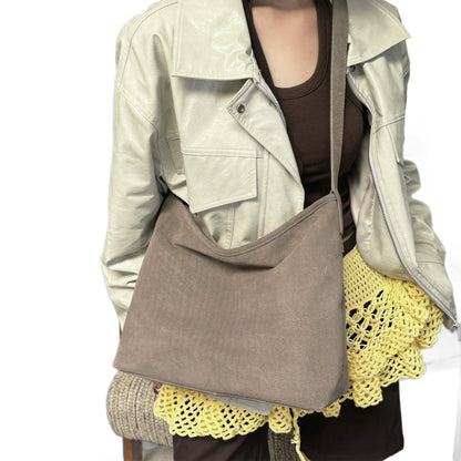 Trendy Womens Matte Suede Bucket Bag With A Large Capacity And A Vintage Vibe