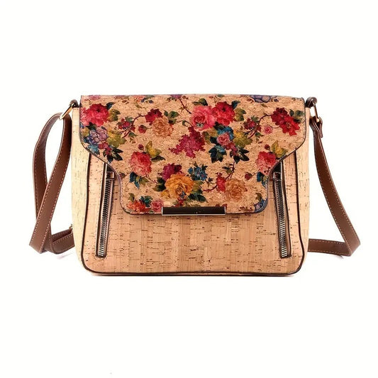 new cork vintage printed flip saddle bag fashion all match