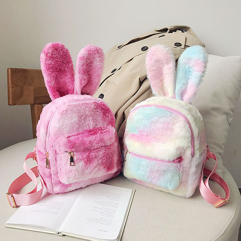 wild rabbit ears plush cartoon cute student shoulder mini backpack