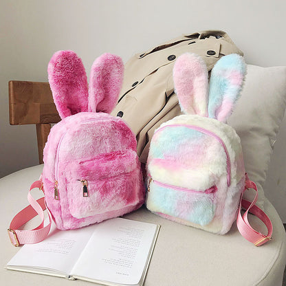 wild rabbit ears plush cartoon cute student shoulder mini backpack