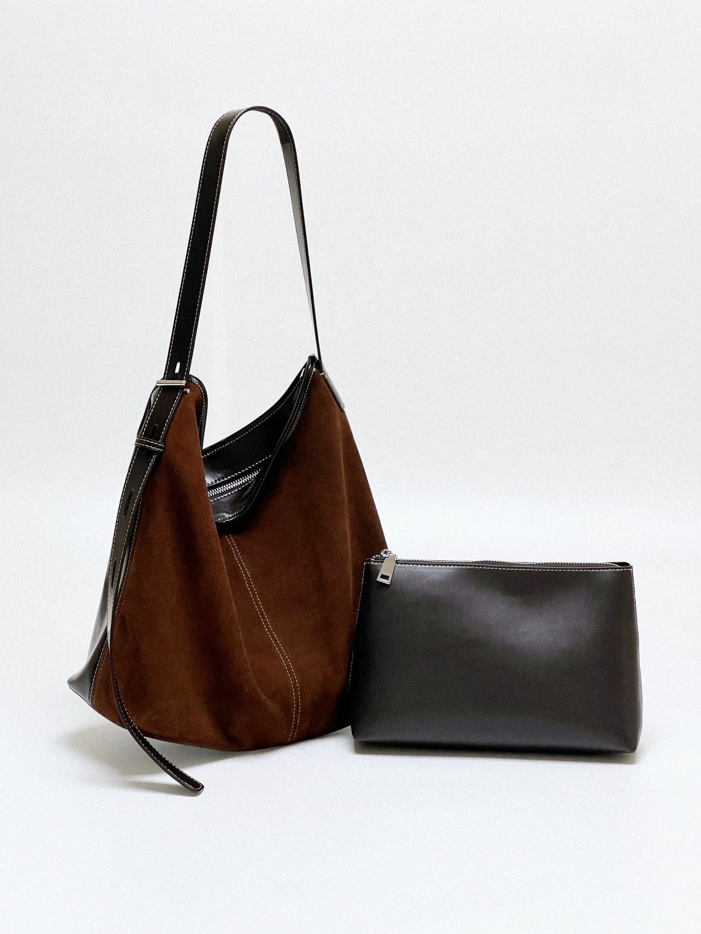 matte leather womens underarm commuter bag