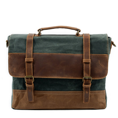 waterproof oil wax canvas with leather briefcase